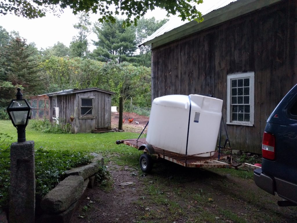 Arrival of a rainwater harvesting barrel to the homestead.